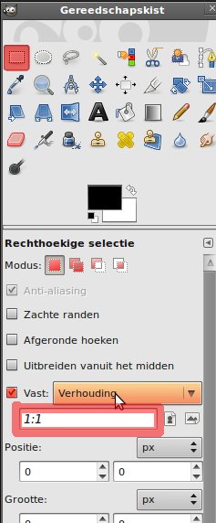 GIMP Fixed selectie