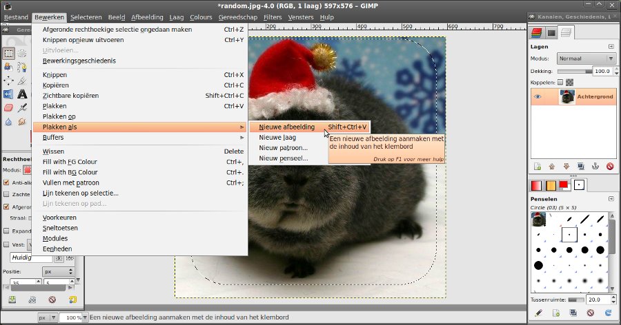 Ronde hoeken maken in GIMP.